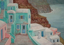 Painting: Cliff Dwellers, Oia