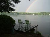 Photo of Becky's pond with rainbow